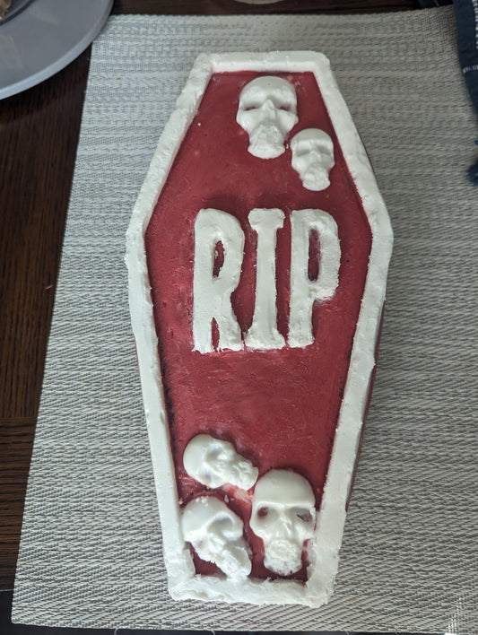 Bleeding Red Velvet Coffin Cake