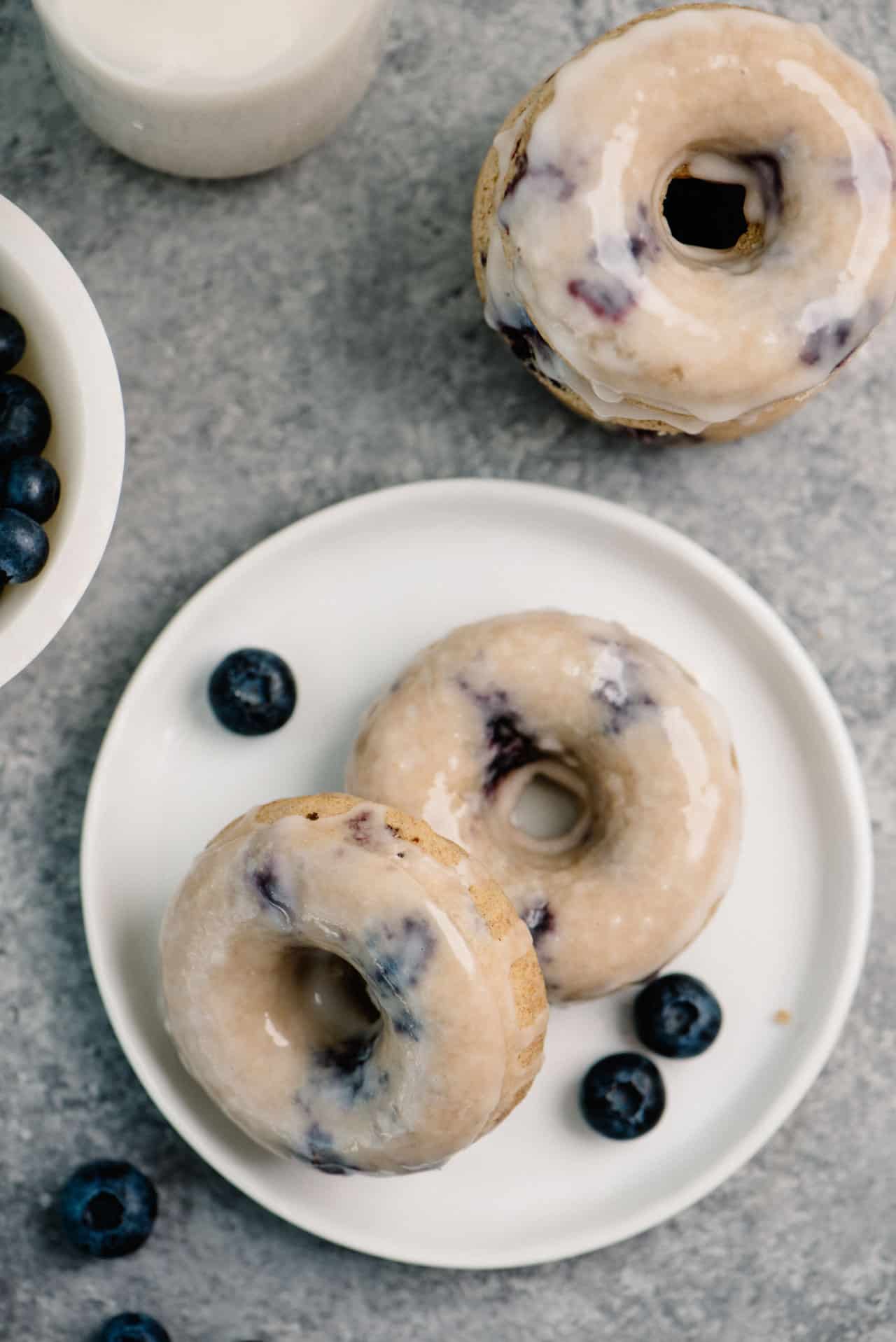 Baked Blueberry Mini Donuts with light glaze (12 ct)